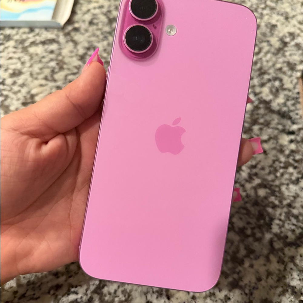 Pink iPhone 16 plus 

Cracks on protector screen only